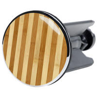 WASCHBECKENSTÖPSEL Bambus gestreift - Braun, Kunststoff/Metall (4/7/7cm) - Sanilo