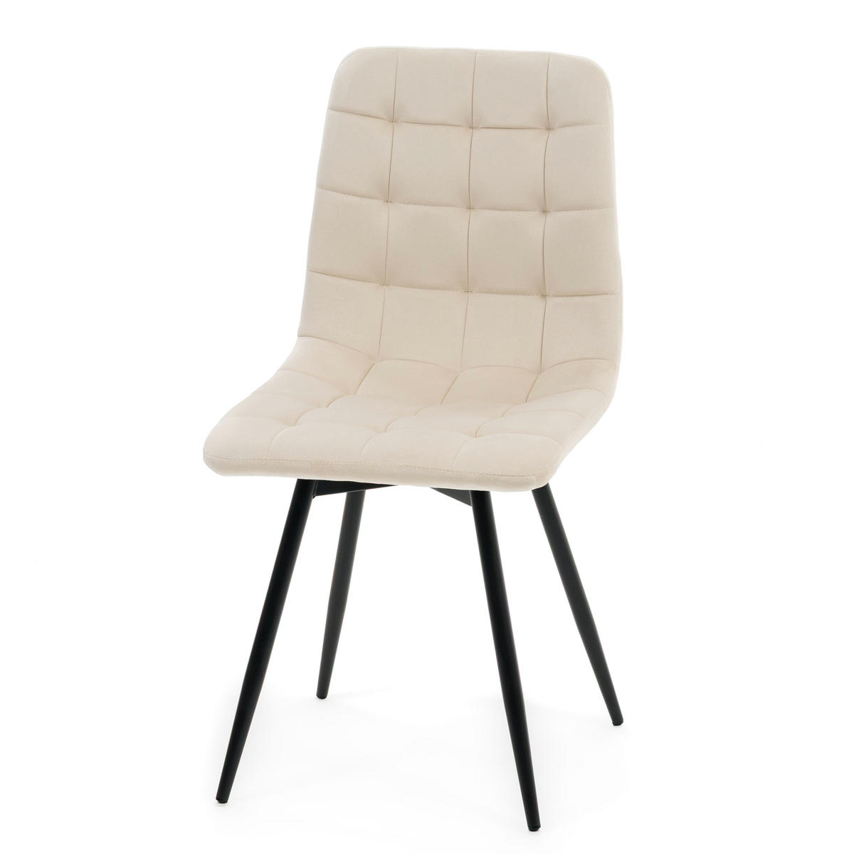 STUHL ARCO drehbar gepolstert mit Steppung - beige - Samt Velours - Beige/Schwarz, Textil/Metall (46/90/51cm) - NEW HOME