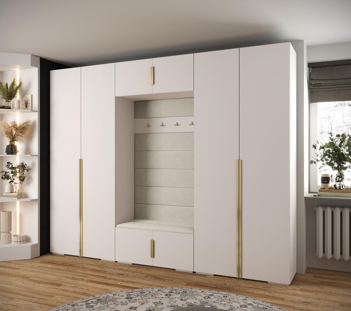 GARDEROBEN-SET 236,7/300/47 - Goldfarben/Schwarz, Holz/Kunststoff (300/236.7/47cm) - Abiks Möbel