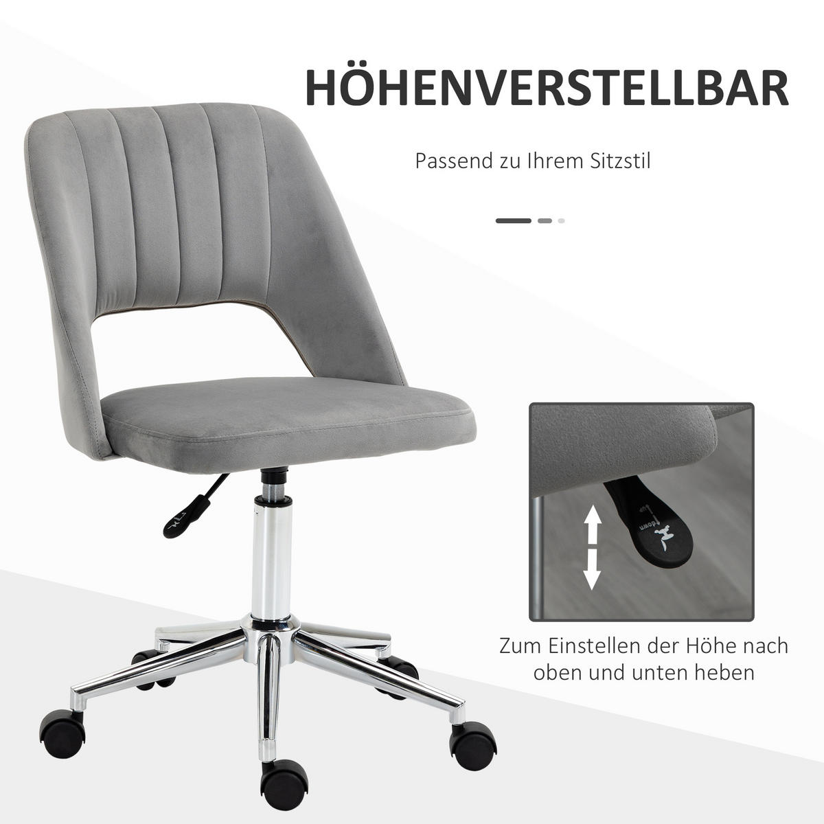 BÜROSTUHL DE-05125 Muschelform, höhenverstellbar & 360° drehbar Grau - Grau, Metall (60/91/49cm) - ComfortXL