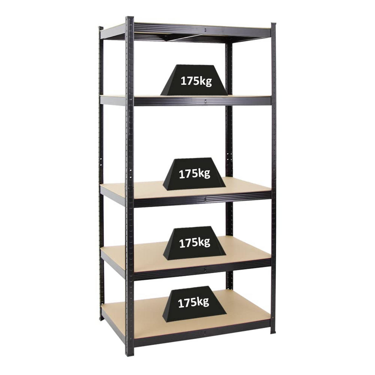 SCHWERLASTREGAL Taurus 180x90x60 cm Fachlast 175 kg Schwarz - Schwarz, Metall (90/180/60cm) - PROREGAL