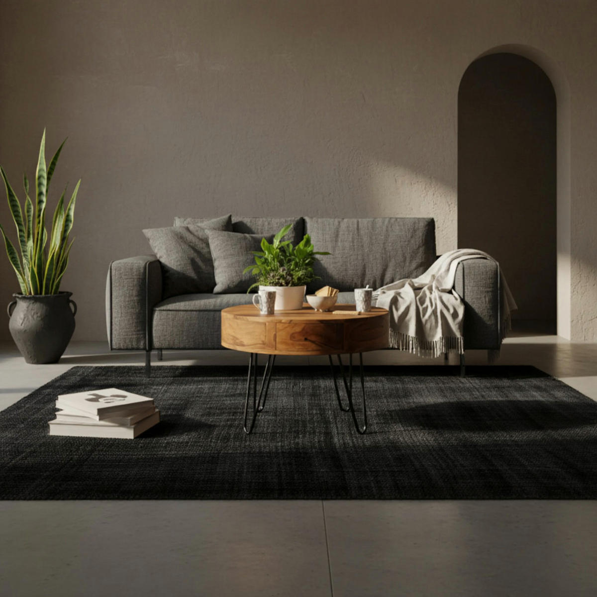 COUCHTISCH Sheesham-Massivholz Schwarz, Metallbeine, Handgefertigt, Mit Schubladen - Schwarz/Braun, Holz/Metall (60/60/44cm) - KADIMA DESIGN