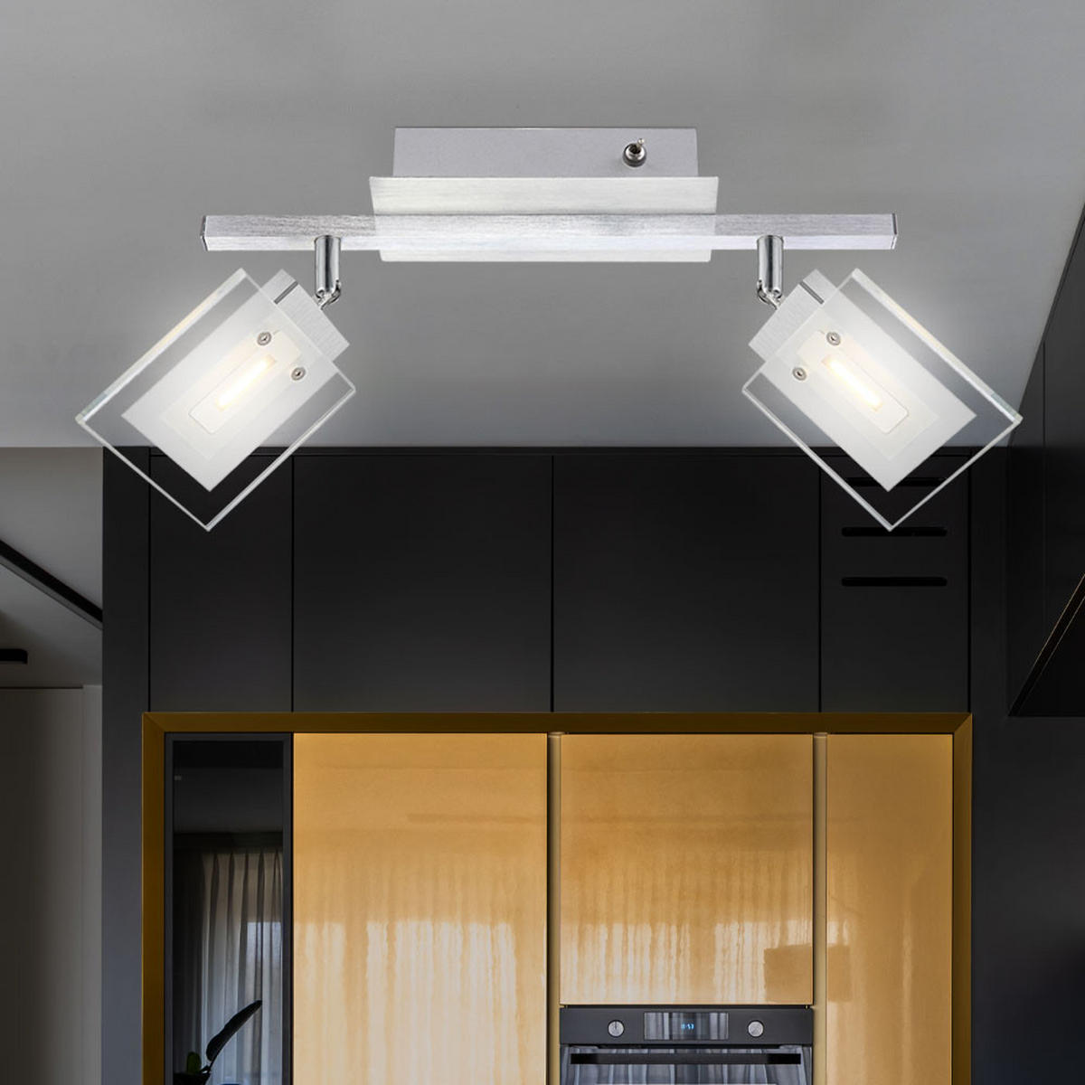 LED DECKENLEUCHTE AURELE Alu Chrom Silber - Silberfarben, Glas (34.5/10/20cm) - Globo Lighting