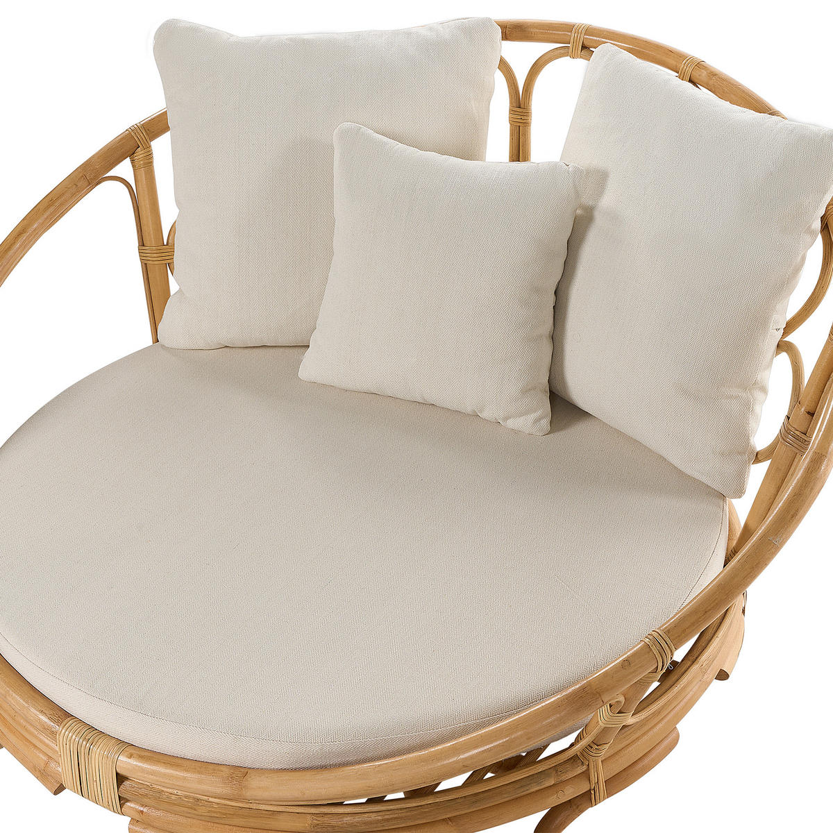 SONNENINSEL Rattan natürlich Auflagen beige ROSSANO - Beige/Naturfarben, Naturmaterialien (112/71/110cm)