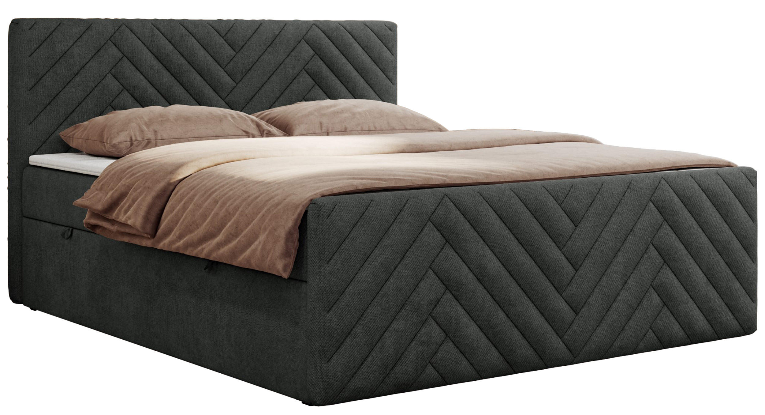 BOXBETT PARIS DUO 120/200 - Dunkelgrau Struktur - H3 - Dunkelgrau, Holz/Textil (120/200cm) - MKS