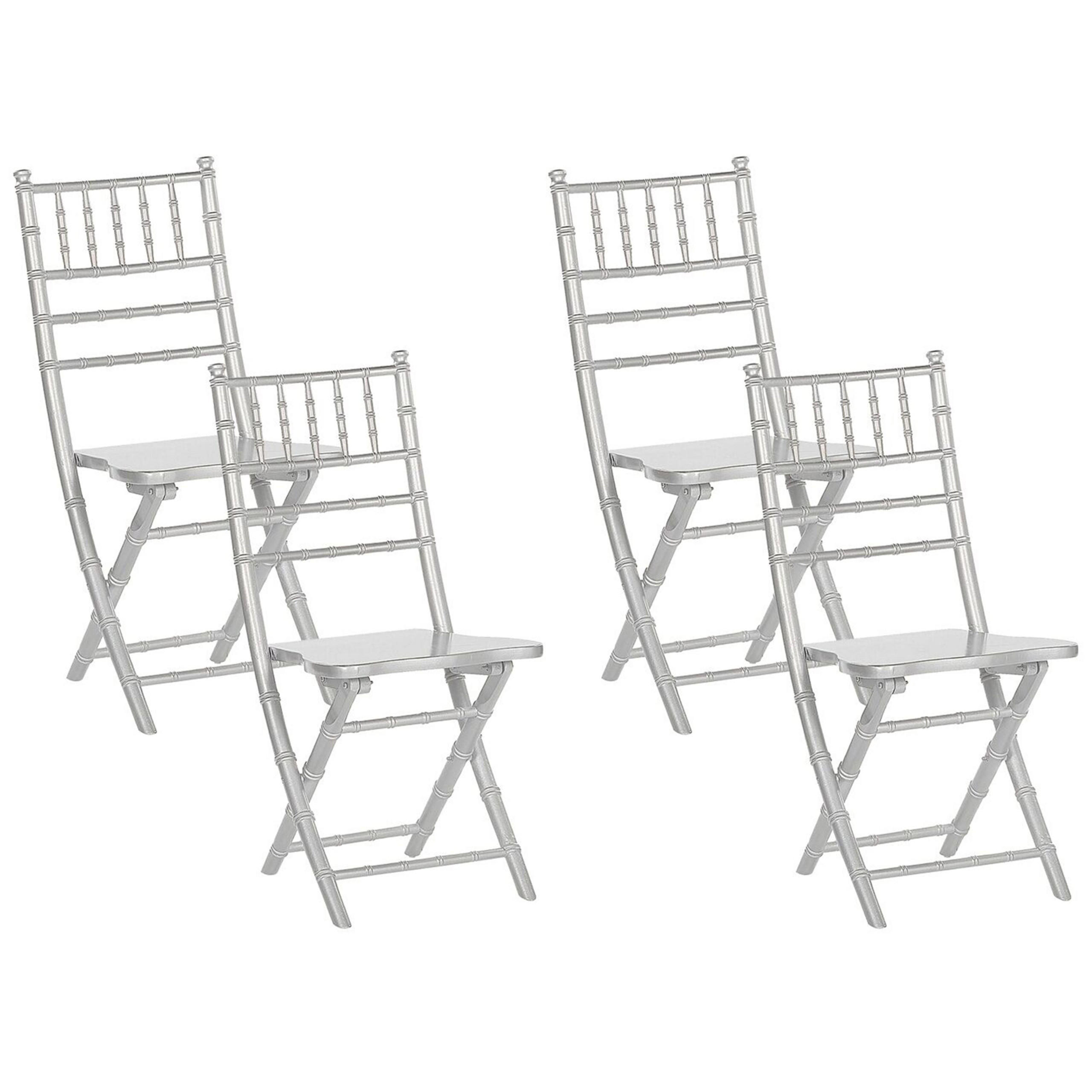 ESSZIMMERSTUHL 4er-Set Massivholz Silber Machias - Silberfarben, Holz (39/85/40cm) - Beliani