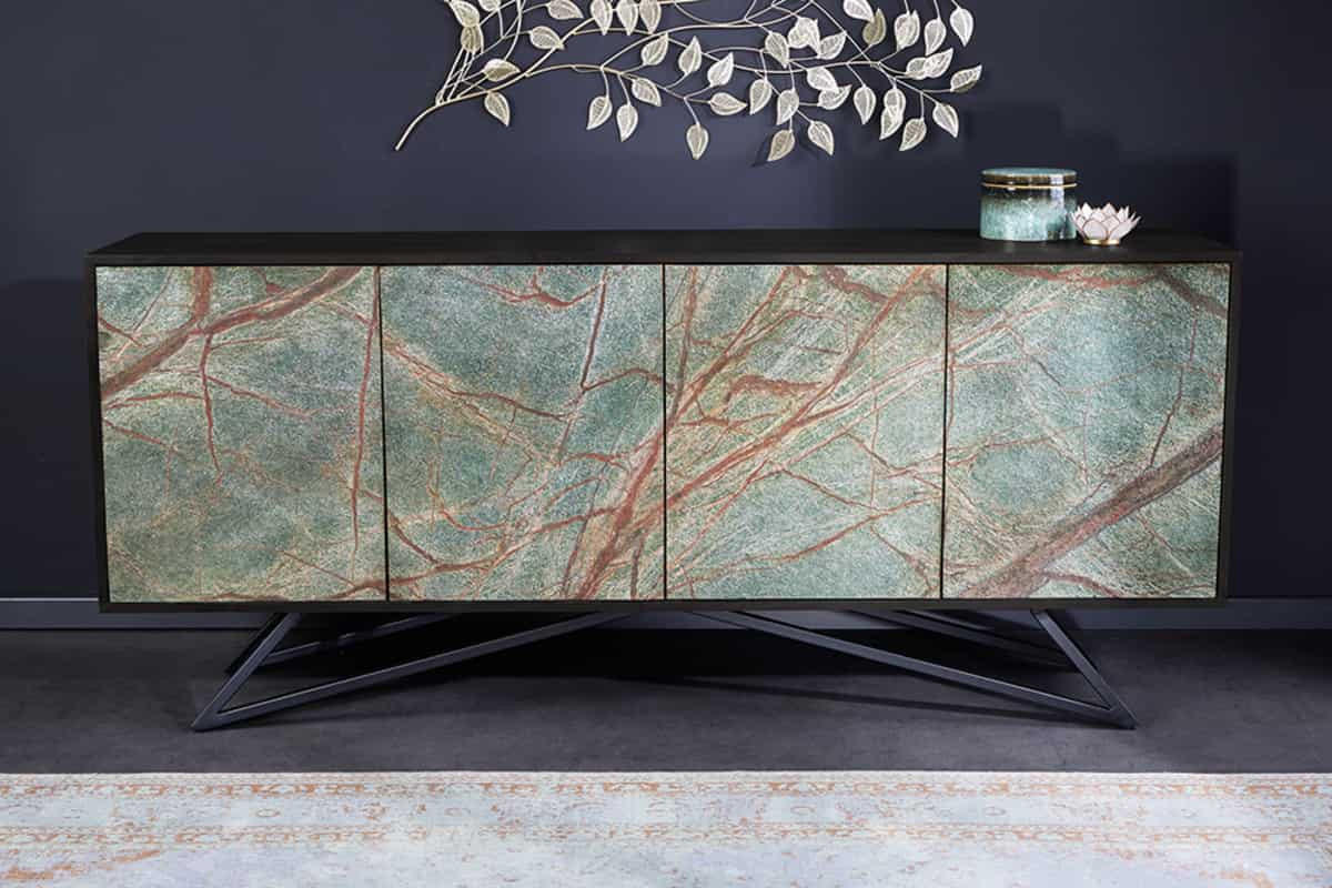 SIDEBOARD MOUNTAIN SOUL Akazie 175cm - Multicolor/Schwarz, Holz/Stein (175/75/38cm) - riess-ambiente