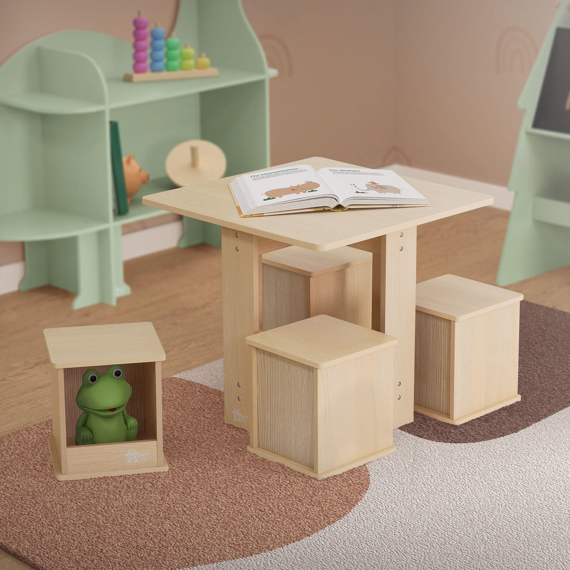 SITZGRUPPE Kinder - Naturfarben, Holz (58/50/58cm) - Joyz