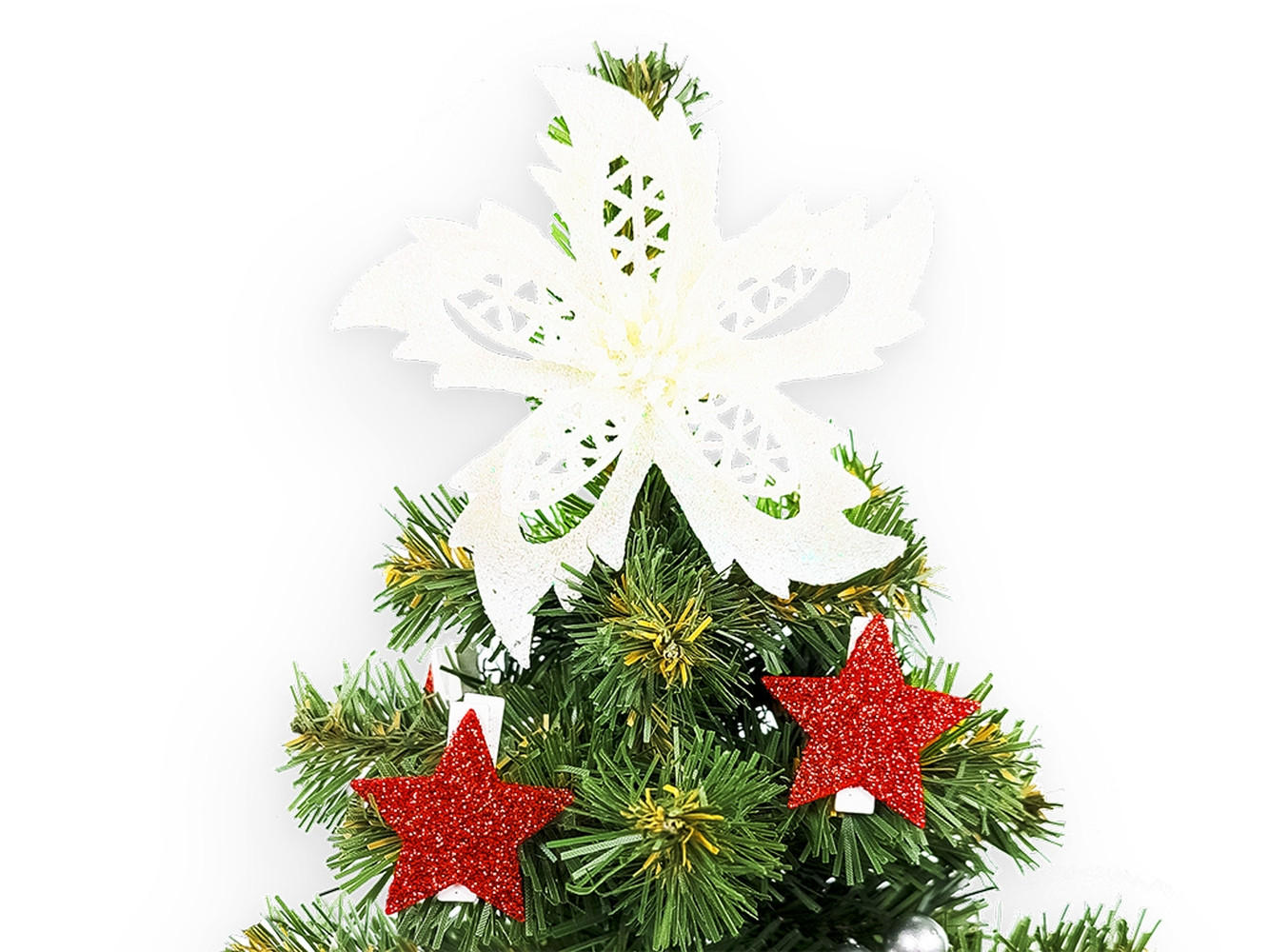 LAALU WEIHNACHTSBAUM geschmückt künstlich mit 23 Ornamenten TINY 5 im Topf 25 cm - Rot/Silberfarben, Kunststoff (25cm) - LAALU