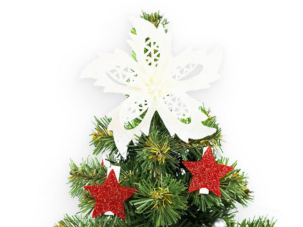 LAALU WEIHNACHTSBAUM geschmückt künstlich mit 23 Ornamenten TINY 5 im Topf 25 cm - Rot/Silberfarben, Kunststoff (25cm) - LAALU
