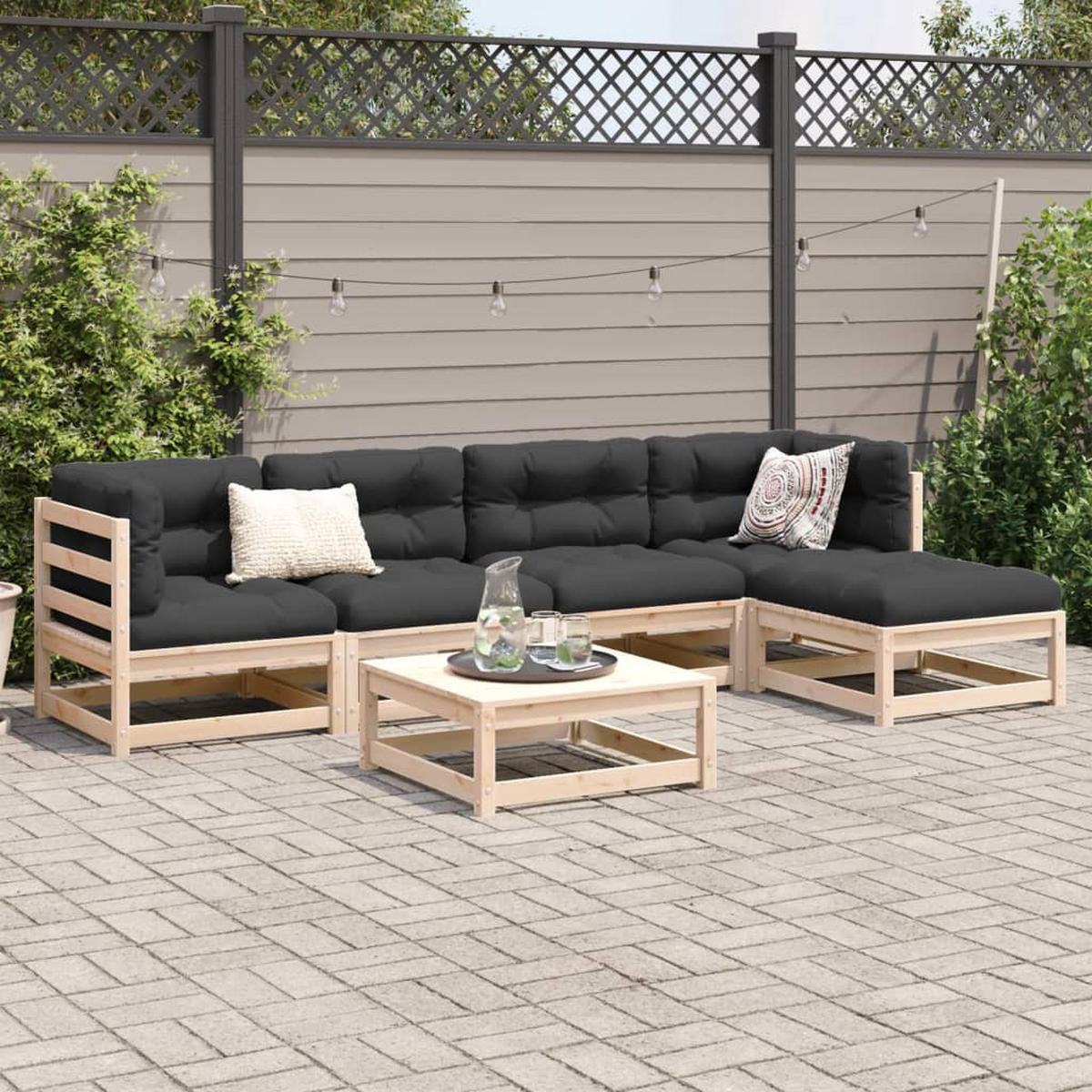 GARTEN-SOFAGARNITUR 6-teilig Mit Kissen Massivholz Kiefer - Braun, Holz - vidaXL
