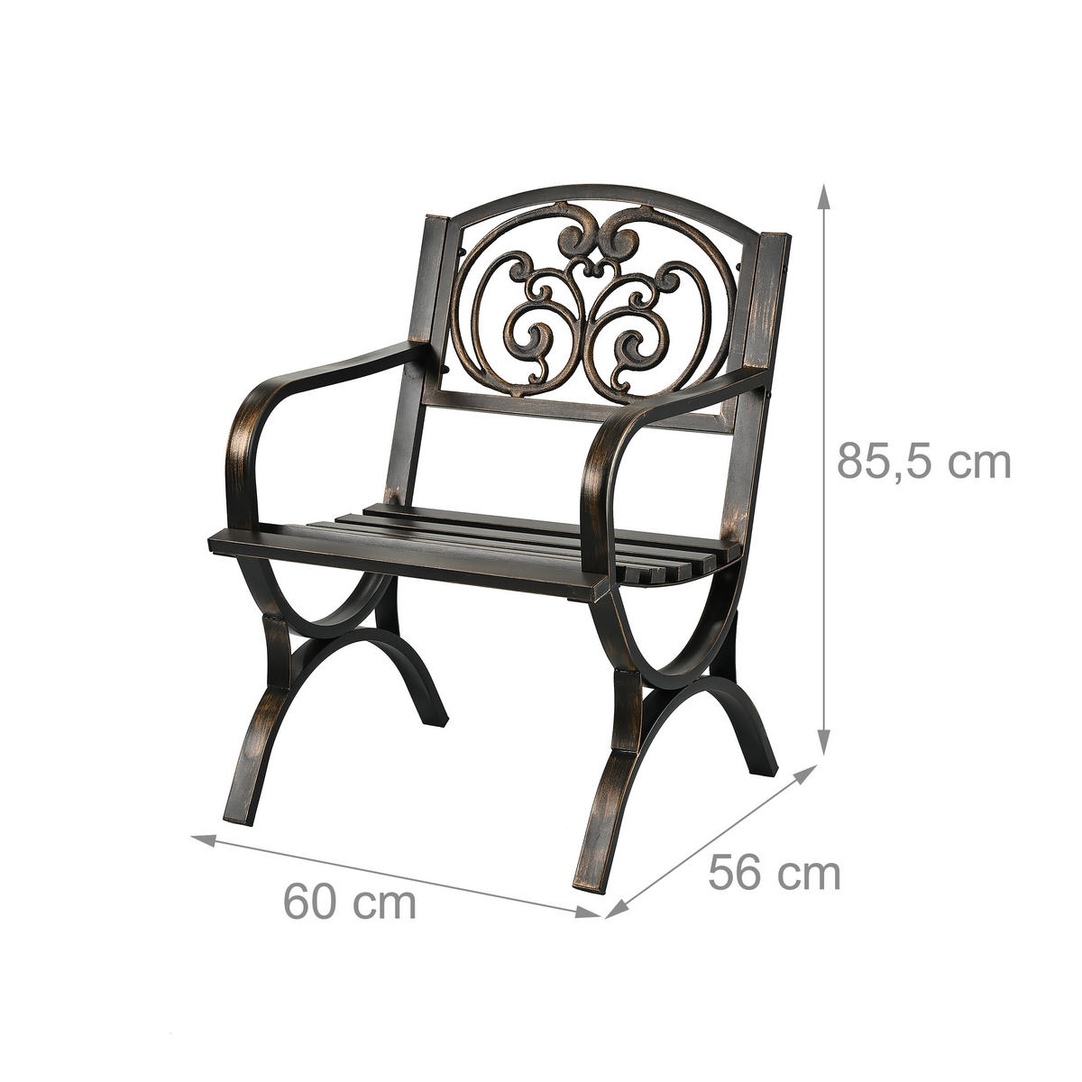 GARTENSTUHL - Schwarz, Metall (60/85.5/56cm) - Relaxdays