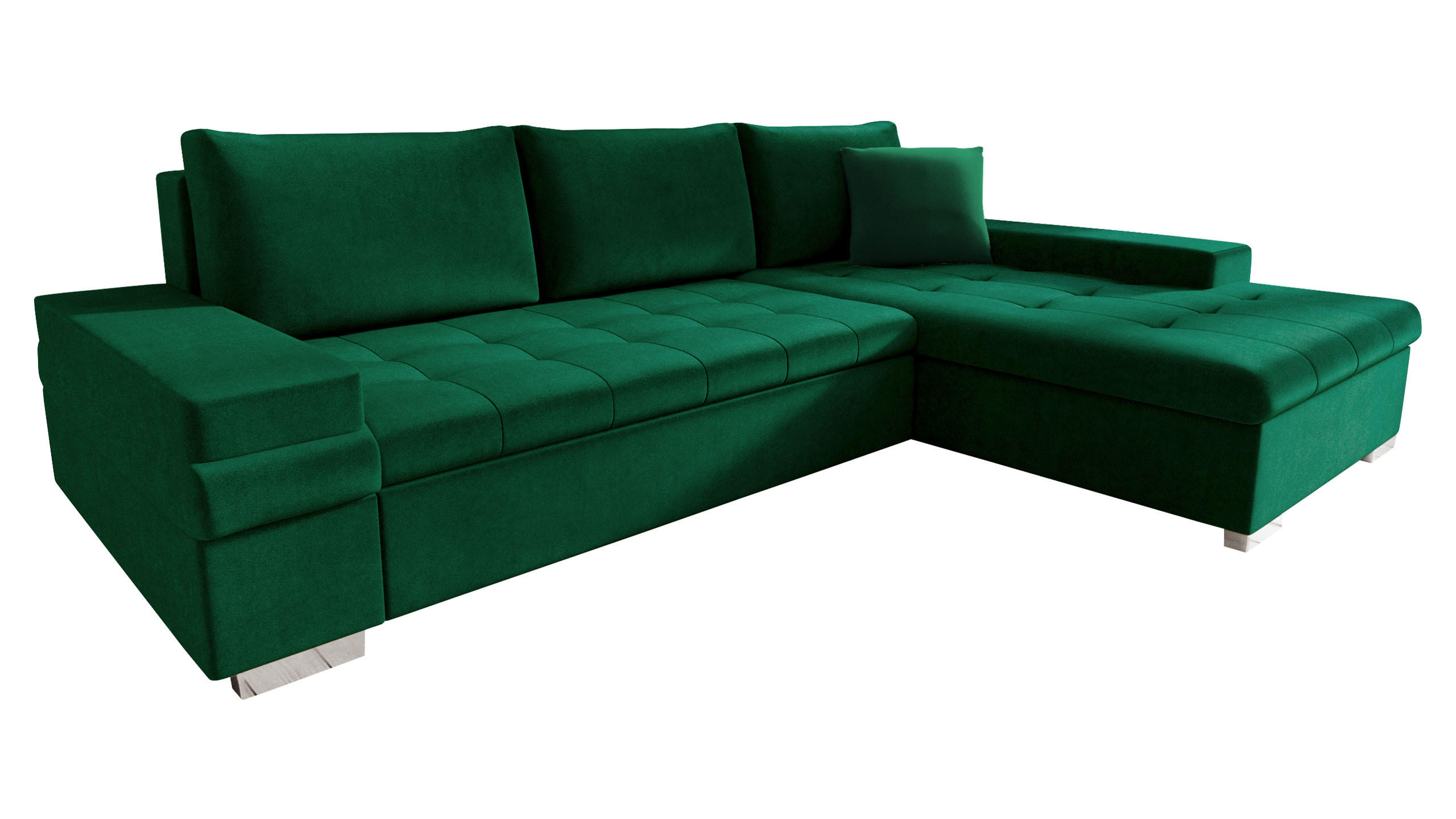 ECKSOFA Bangkok Mini - Smaragdgrün/Silberfarben, Holz/Textil (274/182cm) - MIRJAN24