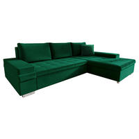 ECKSOFA Bangkok Mini - Smaragdgrün/Silberfarben, Holz/Textil (274/182cm) - MIRJAN24