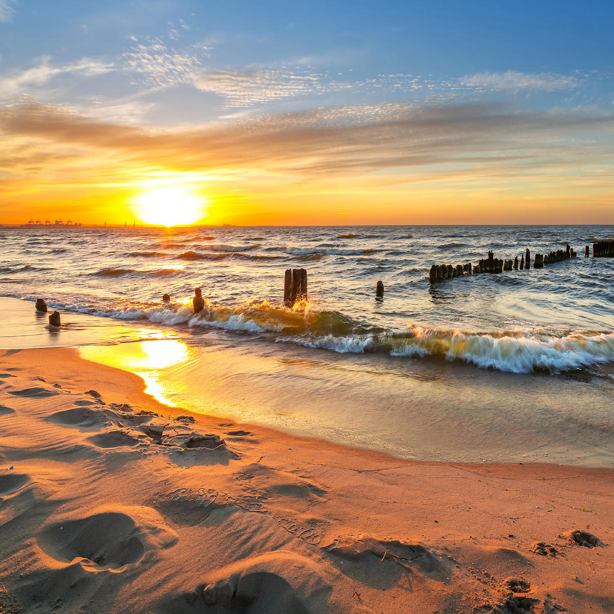 FOTOTAPETE Strand Meer Sonnenuntergang Landschaft 3D 460x300cm - Blau/Beige, Papier (460/300cm) - Muralo