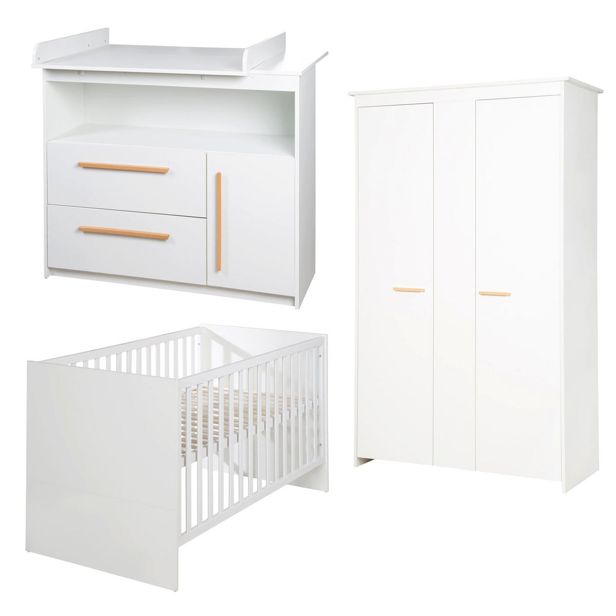 BABYZIMMER-SET Lilo 3-teilig - Weiß, Holzwerkstoff (117.5/190/144cm) - Roba