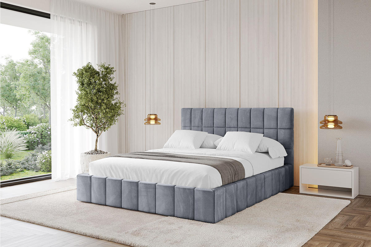POLSTERBETT mit Bettkasten und Lattenrost, Boxbett ohne Matratze - AMEA 180x200 Grau - Grau, Holzwerkstoff/Textil (180/200cm) - ALTDECOR