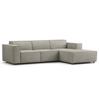 ECKSOFA mit Longchair - Graubraun/Schwarz, Kunststoff/Textil (260/177cm) - home24