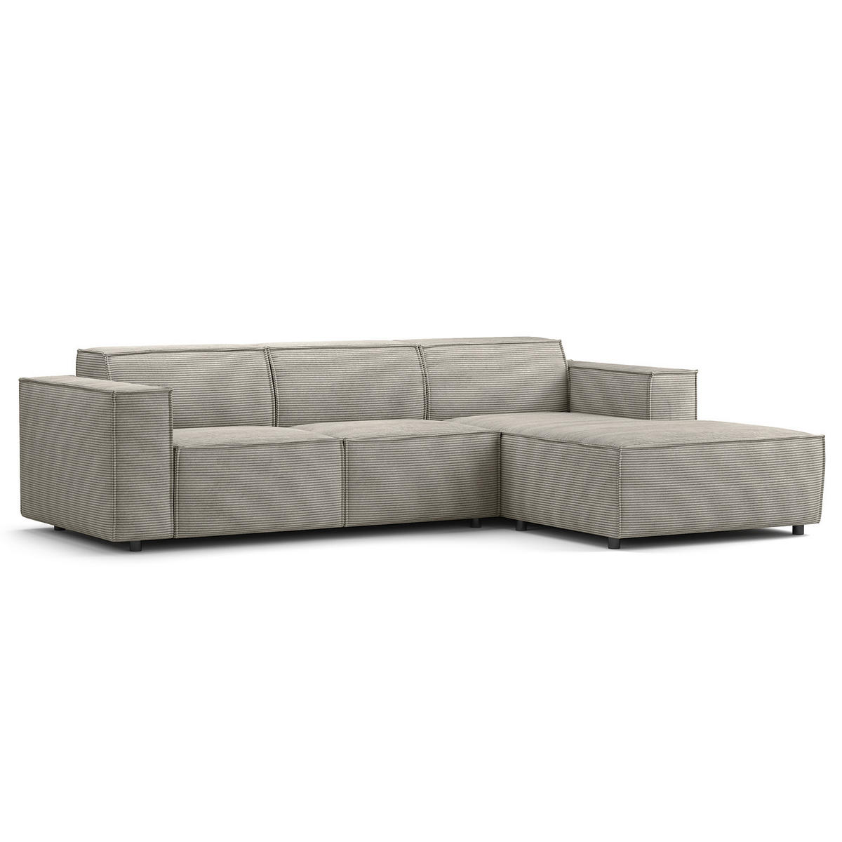 ECKSOFA mit Longchair - Graubraun/Schwarz, Kunststoff/Textil (260/177cm) - home24