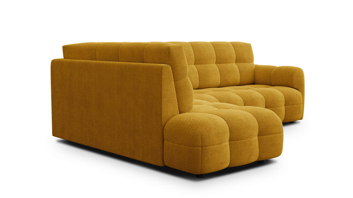 ECKSOFA MELLOW 5-Sitzer, safran - Gelb/Schwarz, Holz/Textil (283/191cm) - Courtois Laville