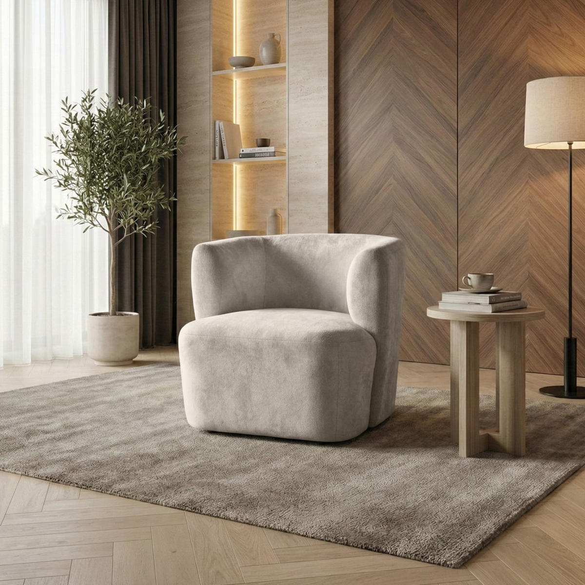 SESSEL Nori cappuccino velour - Schwarz/Cappuccino, Kunststoff/Textil (75/68/72cm) - Beautysofa