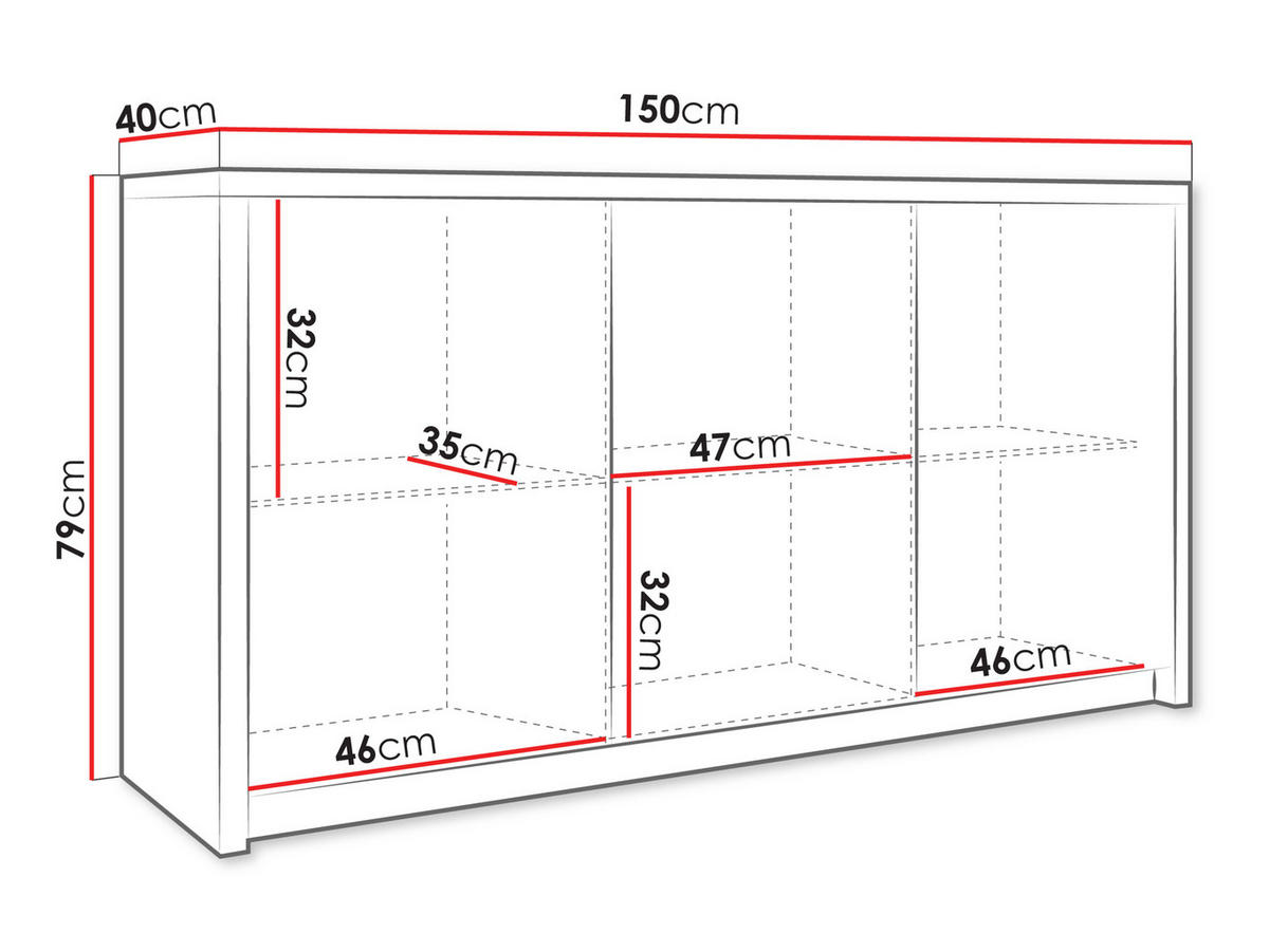 COMODĂ Solid 3D - negru, material plastic/compozit lemnos (150/79/40cm) - MIRJAN24