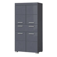 MIDISCHRANK grau Hochglanz 73 x 132 cm, Badschrank mit viel Stauraum - Grau, Holzwerkstoff/Kunststoff (73/132/31cm) - Top.Furn
