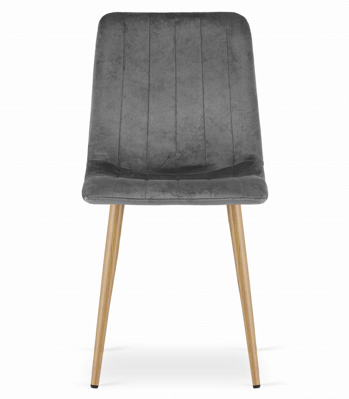 STUHL ORSARA 1 Stück, Grau, Metallbeine in Holzfarbe, mit Samtstoff gepolstert - Anthrazit, Textil/Metall (43/90/51cm) - Komodee