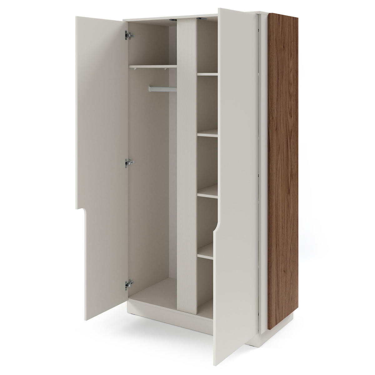 DREHTÜRENSCHRANK Positivo mit 2 Türen, 103 cm, Alba-Nuss + Kaschmir - Nussbaumfarben, Holzwerkstoff (103/195/52cm) - Beautysofa