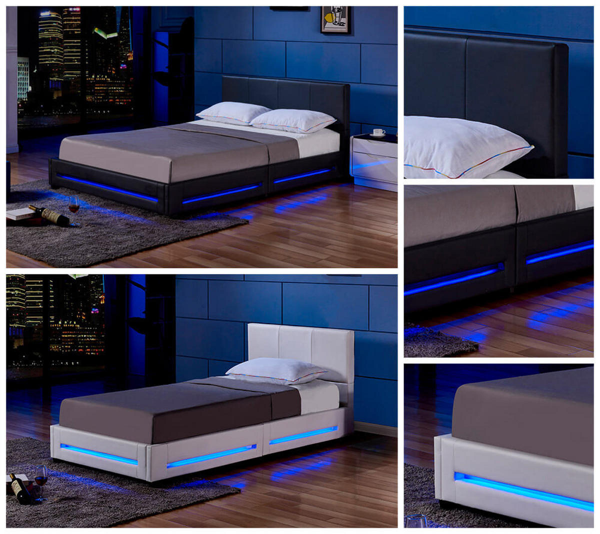 LED BETT ASTEROID - Weiß, 90 x 200 cm - Weiß, Kunststoff - Home Deluxe