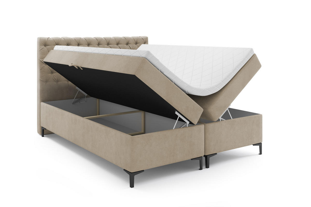 BOXBETT CHESTERFIELD PLUS 140 x 200 Beige - Beige, Textil/Metall (140/200cm) - VLR BEDS
