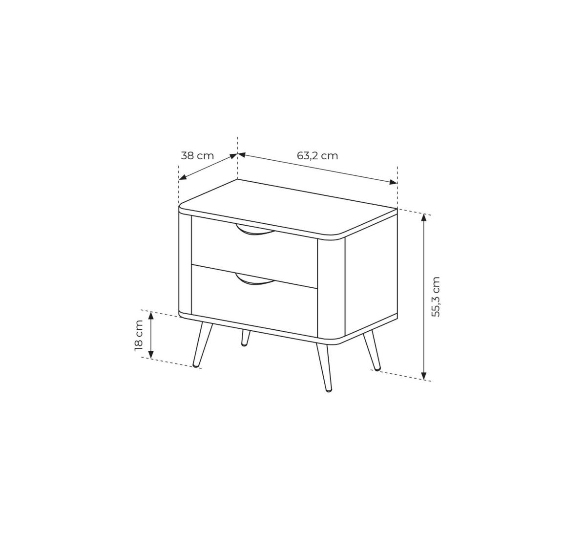NACHTTISCH VERIS Braun 63x38x55 cm - Braun, Holzwerkstoff (63/55/38cm) - FURNLUX