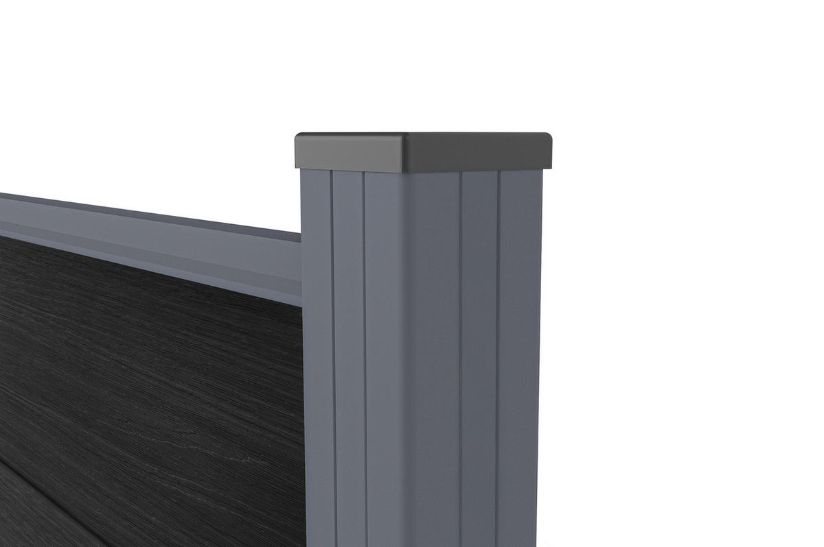 ERWEITERUNGSSET für Verbundzaun 2 m STOCKHORN H. 150 cm auf Sockel, grau - Grau, Holzwerkstoff (200/150cm) - Casanoov