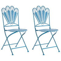 SCAUN DE GRĂDINĂ set de 2 pliabil metal albastru Pavia - albastru, metal (40/91/47cm) - Beliani