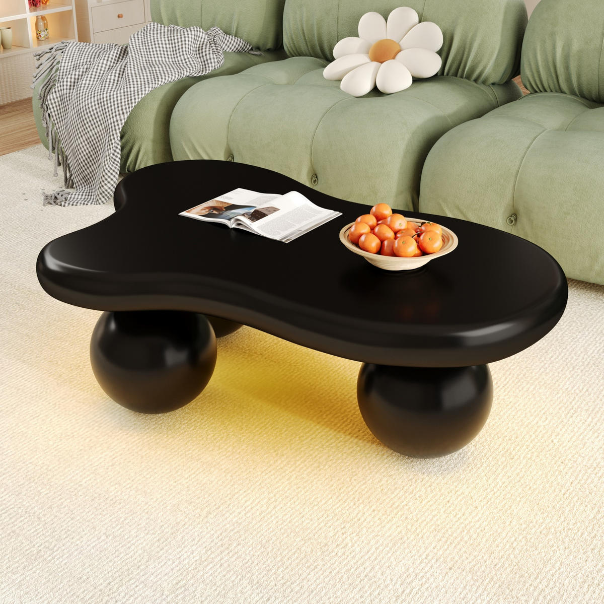 COUCHTISCH 95/62.5/32 cm schwarz aus MDF mit LED-Beleuchtung - Schwarz, Holzwerkstoff (95/62.5/32cm) - OKMYHOME