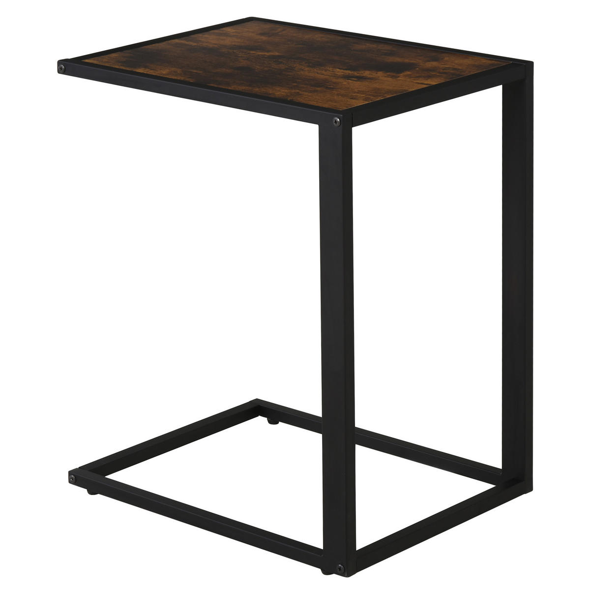 BEISTELLTISCH DE-08758 C-Form mit Metallgestell Rustikal-Braun - Braun, Metall (56/36/68cm) - ComfortXL