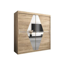 SCHWEBETÜRENSCHRANK 200/200/62 2-türig - Silberfarben/Sonoma Eiche, Holz/Kunststoff (200/200/62cm) - MÖBEL KRYSPOL