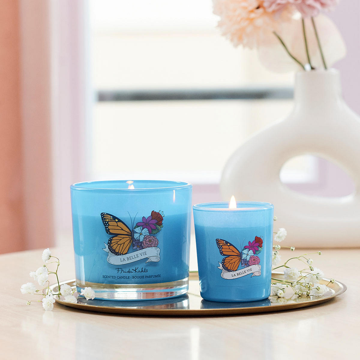 FRIDA Kahlo Duftkerze - Goldfarben, Glas/Naturmaterialen (8cm)