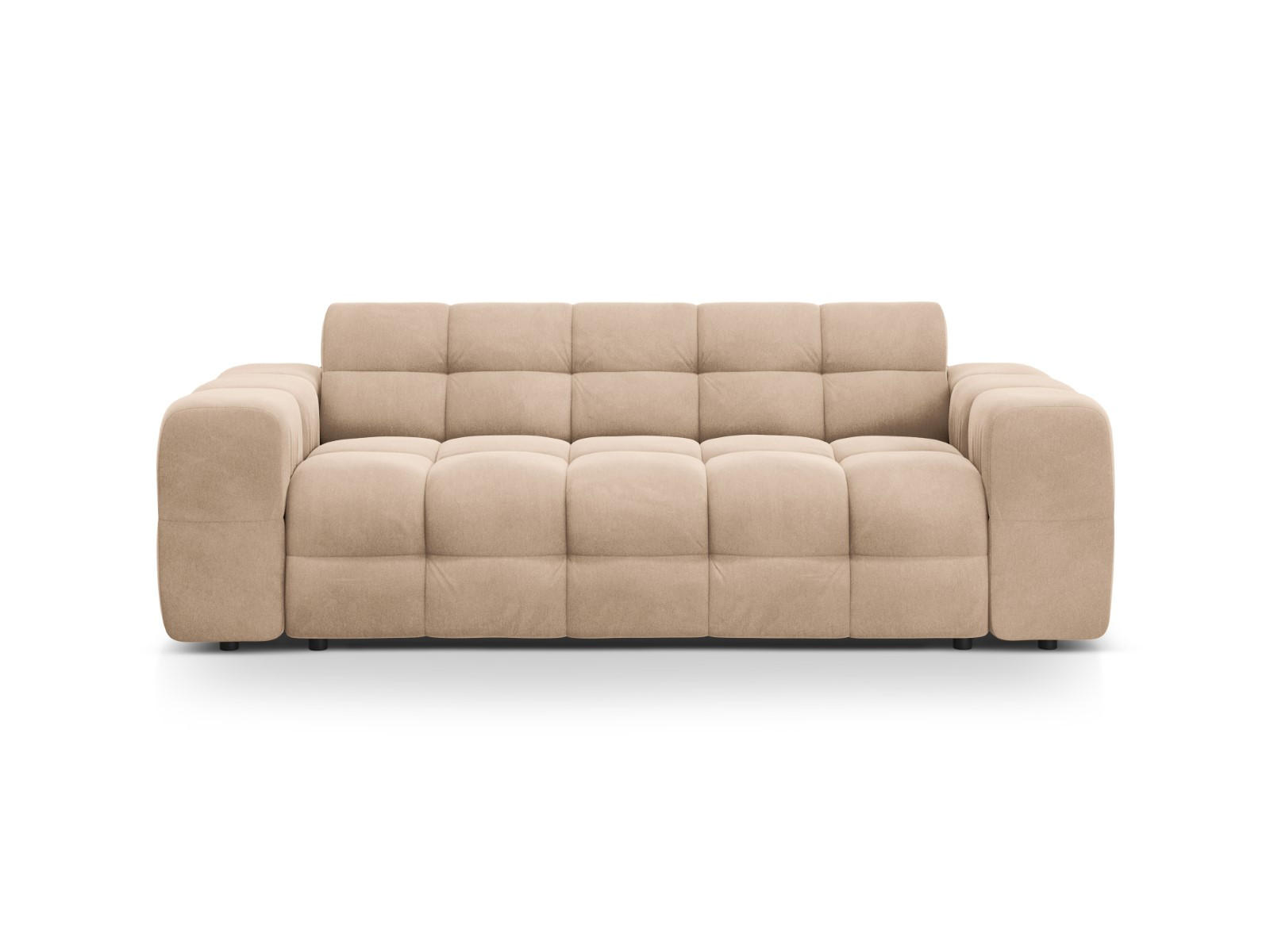 SOFA Kendal aus Samt mandelbeige 3 Sitzplätze - Beige, Textil (103/79/222cm) - Micadoni