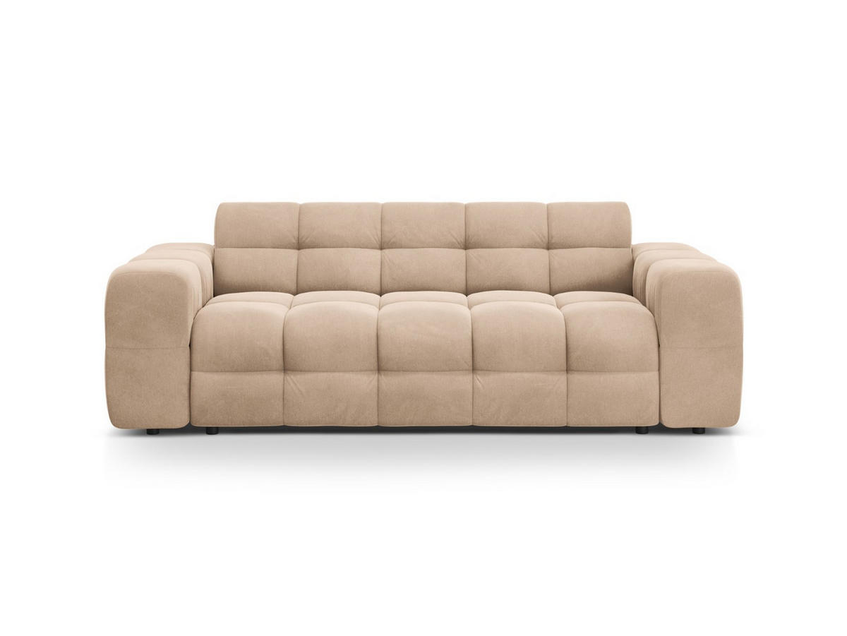 SOFA Kendal aus Samt mandelbeige 3 Sitzplätze - Beige, Textil (103/79/222cm) - Micadoni