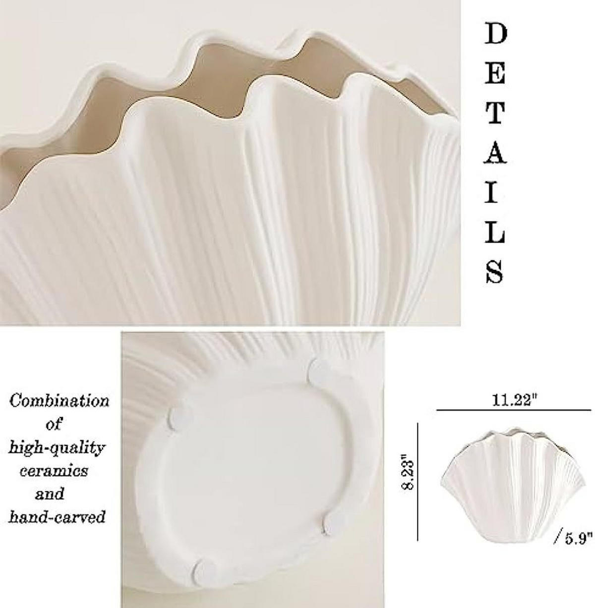 VASE 28,5 x 21 x 15 cm Keramik - Weiß, Keramik (21cm) - LIBRATON