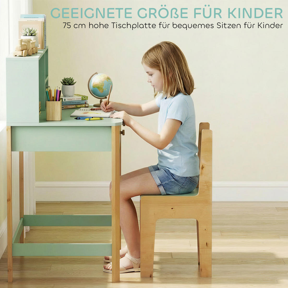 KINDERTISCH MDF Kiefernholz Grün - Naturfarben/Grün, Holz/Holzwerkstoff (52/105/90cm) - AIYAPLAY