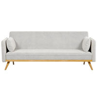 3-SITZER-SCHLAFSOFA hellgrau/hellbraun Asaa - Hellbraun/Grau, Textil (205/76/88cm) - Beliani