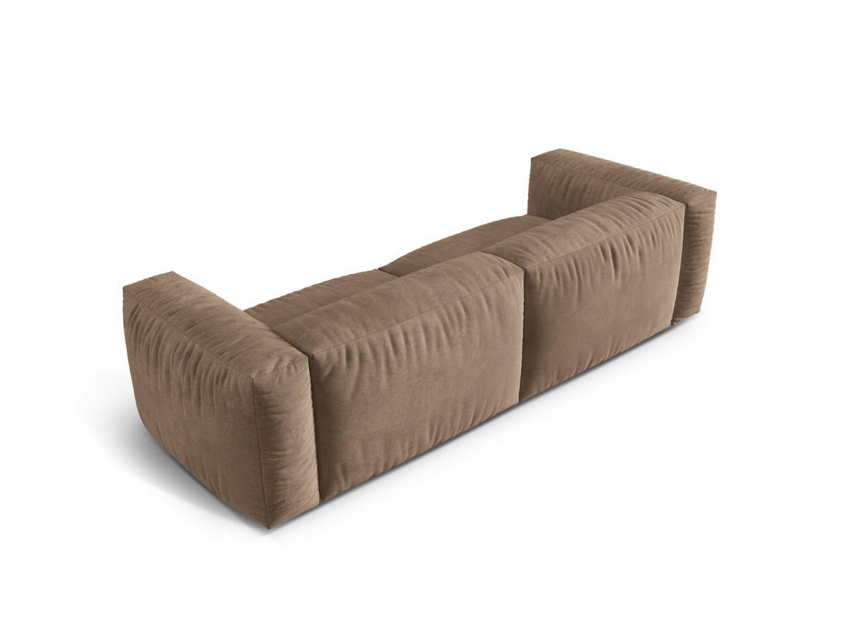 SOFA modular Martina aus Samt dunkelbeige 3 Sitzplätze - Mokka, Textil (240/75/106cm) - Micadoni
