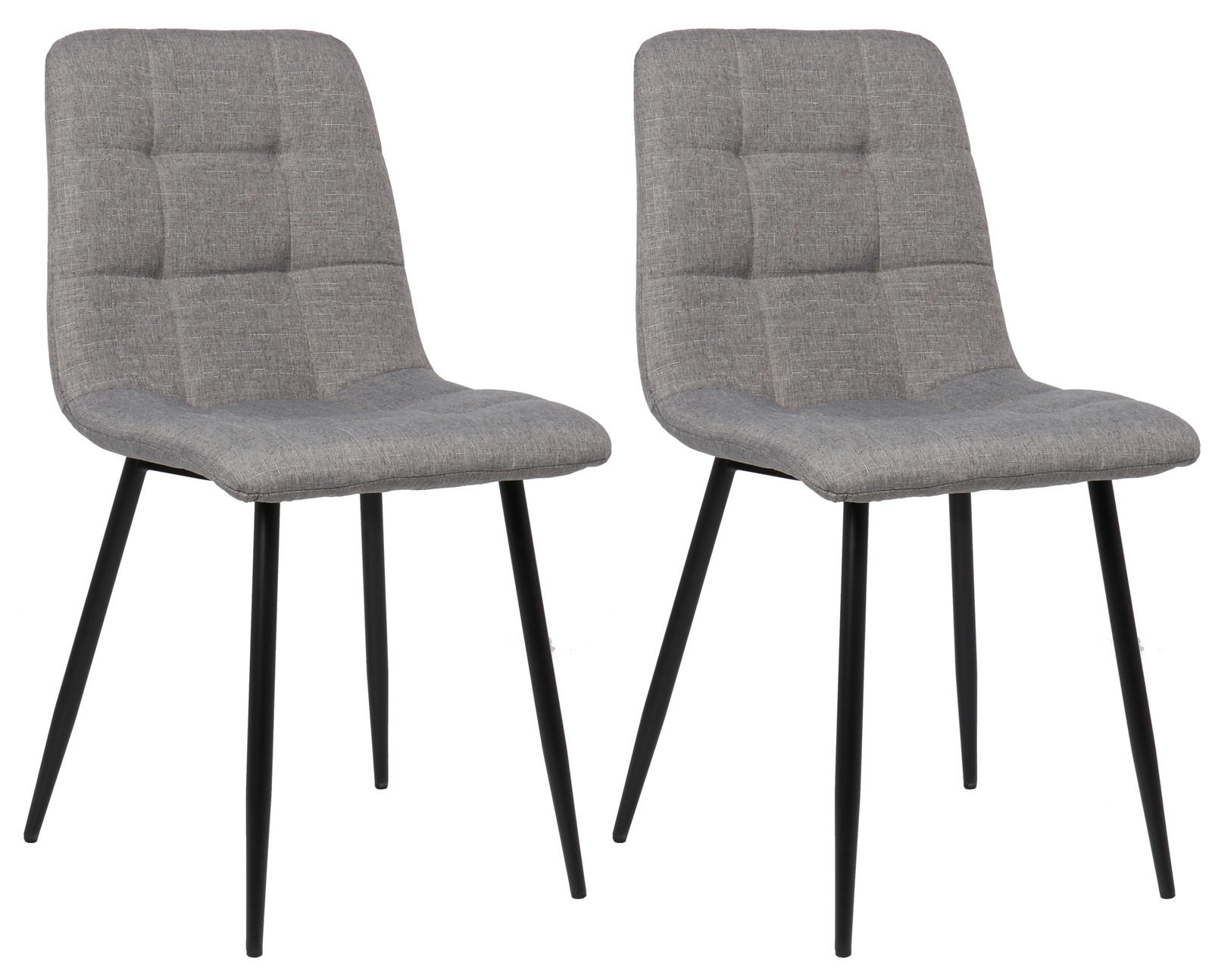 ESSZIMMERSTUHL Till, 2er Set Stoff, Gestell Metall matt Schwarz Grau - Schwarz/Grau, Textil/Metall (45/88/52cm) - TPFLiving