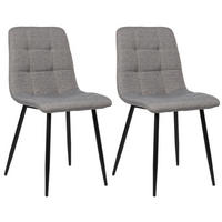 ESSZIMMERSTUHL Till, 2er Set Stoff, Gestell Metall matt Schwarz Grau - Schwarz/Grau, Textil/Metall (45/88/52cm) - TPFLiving