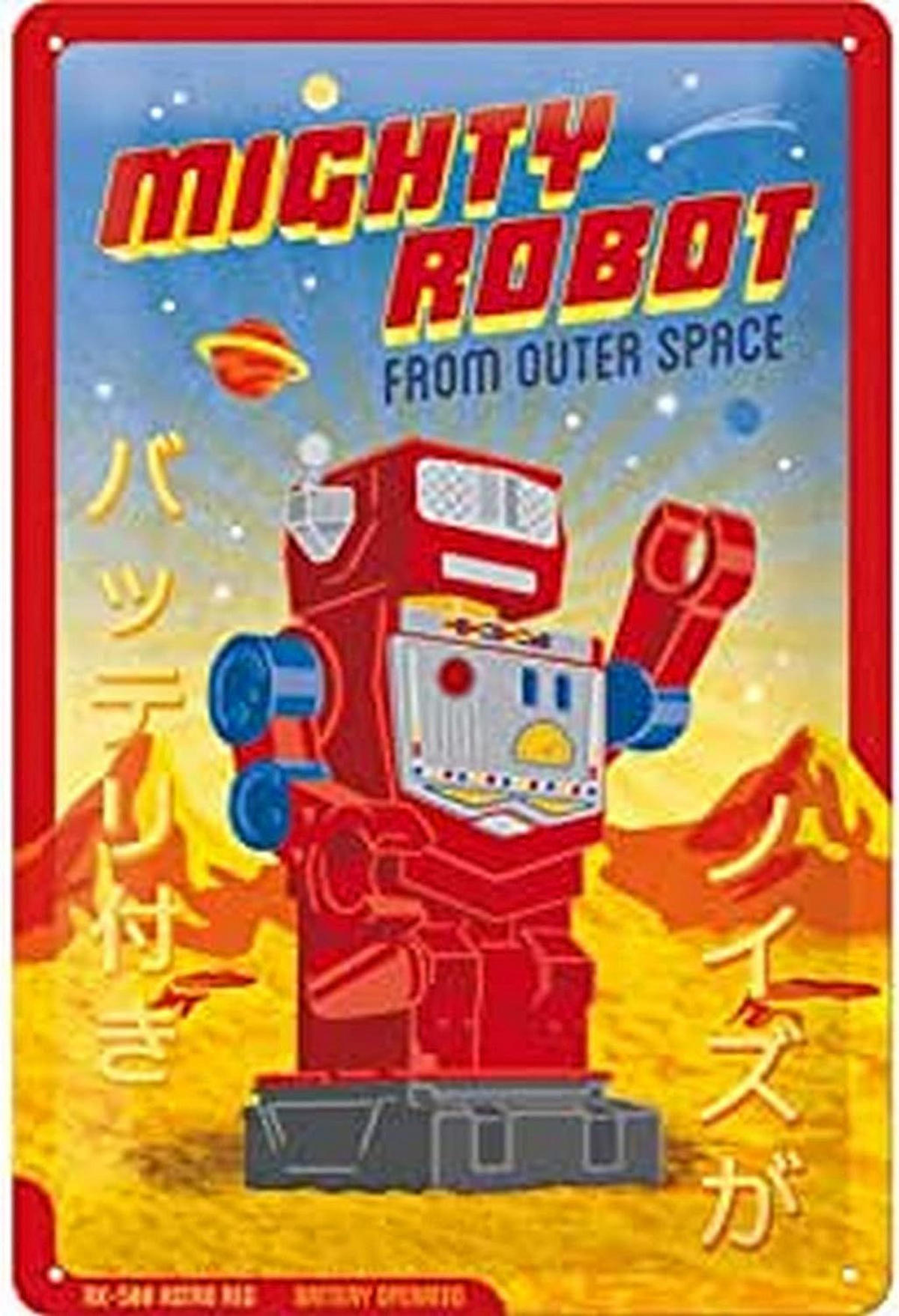 BLECHSCHILD 20/30 cm Achtung – Mighty Robot - Multicolor, Metall (20/30/0.2cm) - Nostalgic-Art