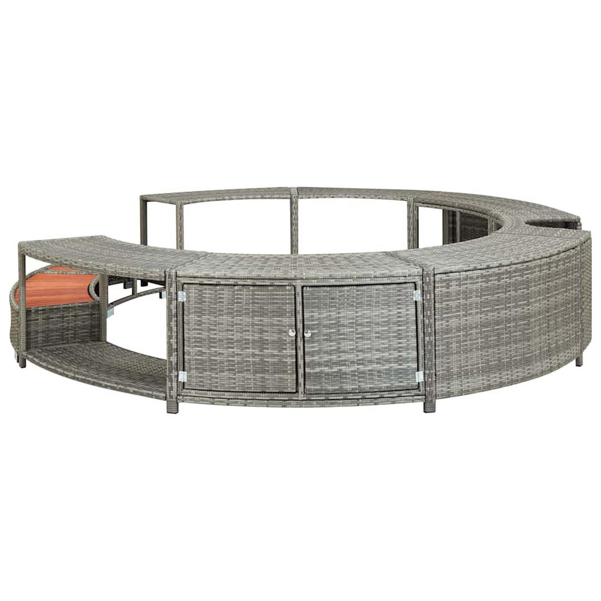 WHIRLPOOL-UMRANDUNG Grau Poly Rattan - Grau, Kunststoff (283/55/283cm) - vidaXL