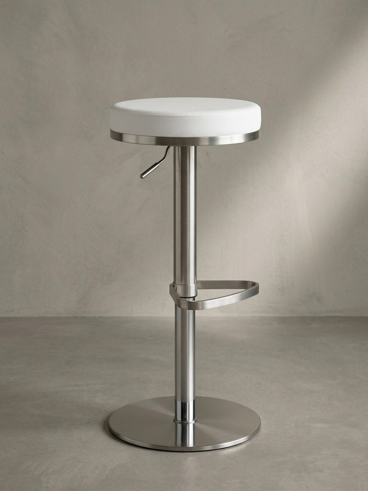 BARHOCKER Höhenverstellbar Gepolstert Triangel-Fußablage ELBE, Weiß 38x38x82 cm - Silberfarben/Weiß, Kunststoff/Textil (38/82/38cm) - KADIMA DESIGN