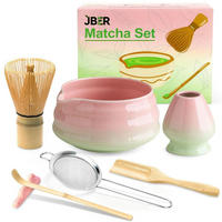 MATCHA Set 7-teilig Keramik Bambus Pink Grün - Multicolor, Keramik (15/10/15cm)
